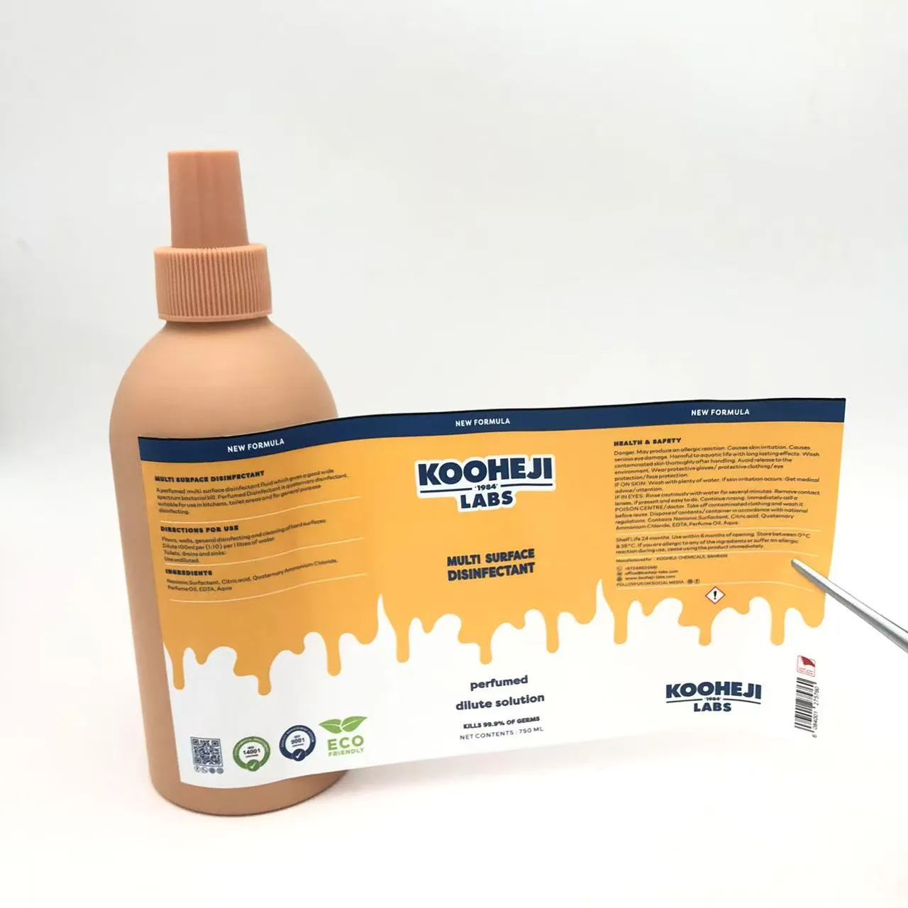 कीटाणुनाशक बोतल प्याकेजिङ लेबलहरू